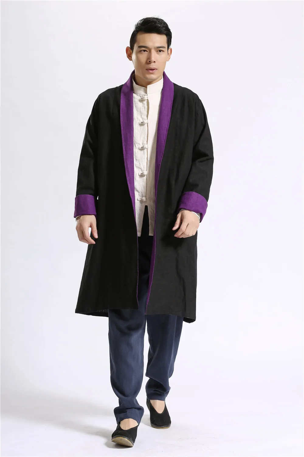 Китайский стиль чистый льняной ветряной плащ mianyiwaitao куртка пальто Реверсивный Тренч Мужское пальто Плюс Размер 6 цветов