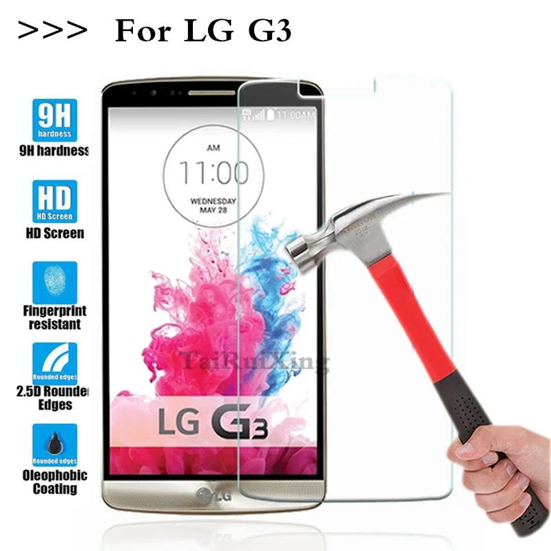 

(TaiRuiXing) Screen Protector Film 0.3mm 9H 25D Front Premium Tempered Glass For LG G3 G G3 D850 D855 LS990 Cover