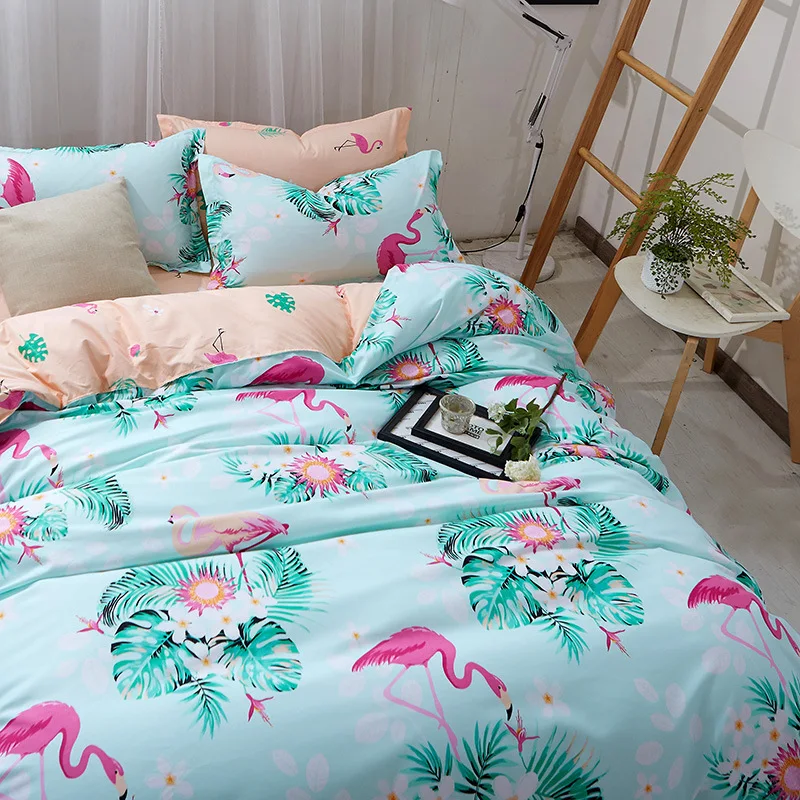 Комплект постельного белья из 3 предметов для постельных принадлежностей, Комплект постельного белья с рисунком розового фламинго, 1 пододеяльник и 2 шт. накидка для подушек