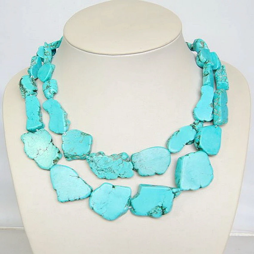 Free Shipping Wholesale Statement Necklace Natural Stone Necklace Double Strands Collar Necklace