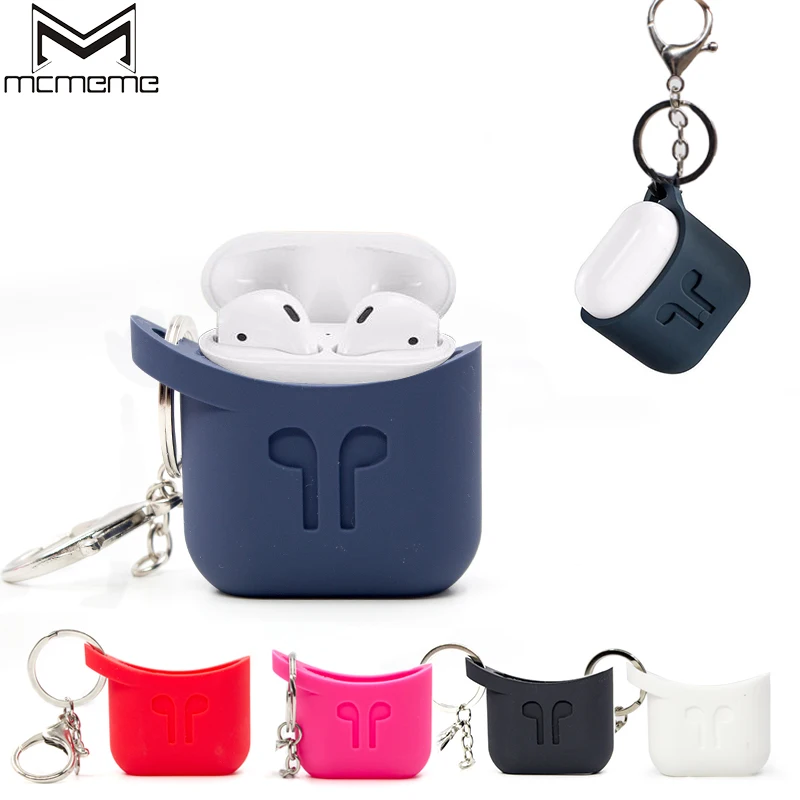 

MCMEME For Apple AirPods Silicone Case Funda Soft TPU Case Cover With Anti-lost Lanyard For AirPods Air Pods Charging Case Shell
