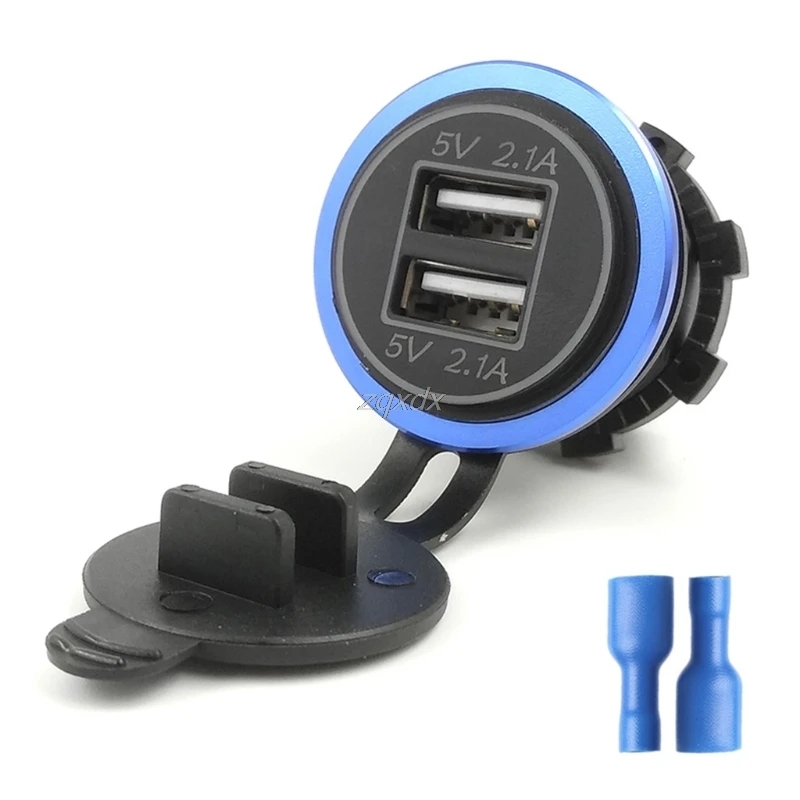 DC 12V 24V 4.2A зарядное устройство для мотоцикла лодки автомобиля с двумя USB портами