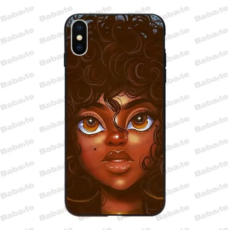 Красивый черный чехол для телефона Babaite в стиле афро девочек iPhone X Xs Xr XsMax 10 7 7plus 8