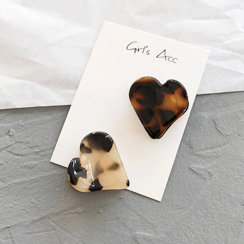 Amber Leopard Heart Shape Hair Clips Geometric Barrette Round Triangle Hairpin Headwear Accessories Beauty