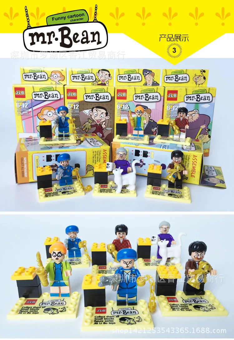 6 Pcs Lucu Kartun Karakter Film Mr Bean Boneka 3D Model Minifig