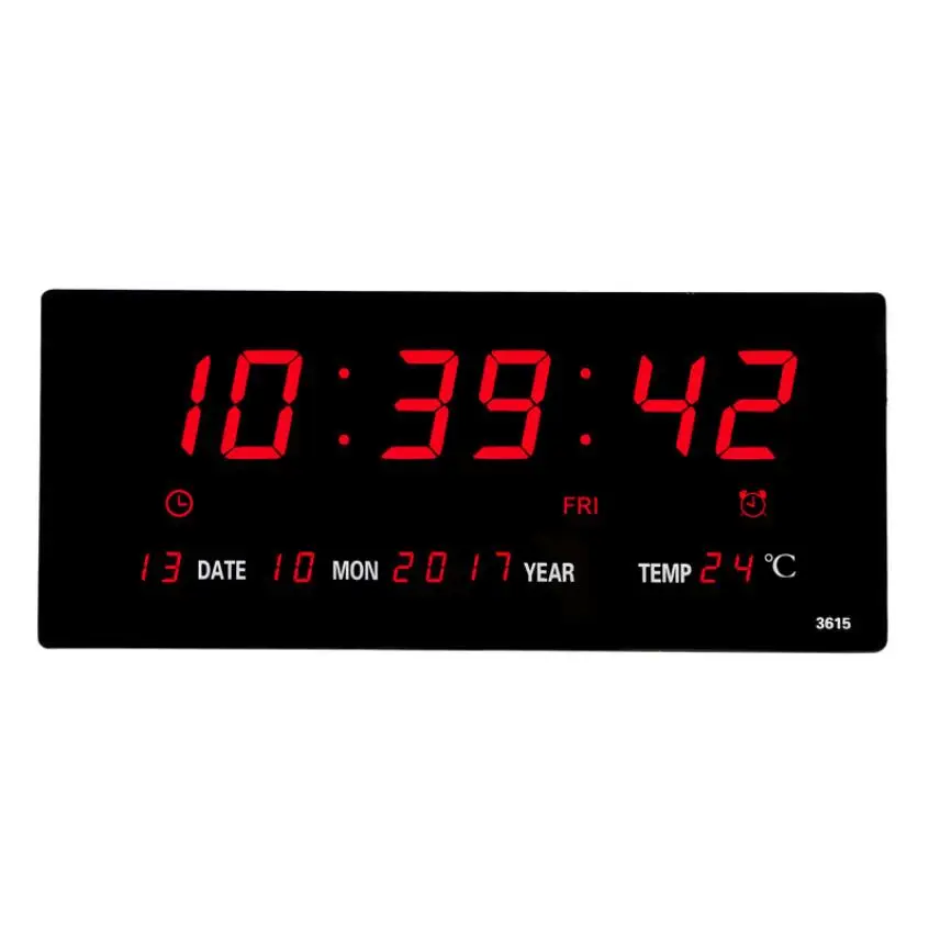  Livingroom 6 digits led calendar wall clock with thermometer Power off time memory clock big number - 32959744820