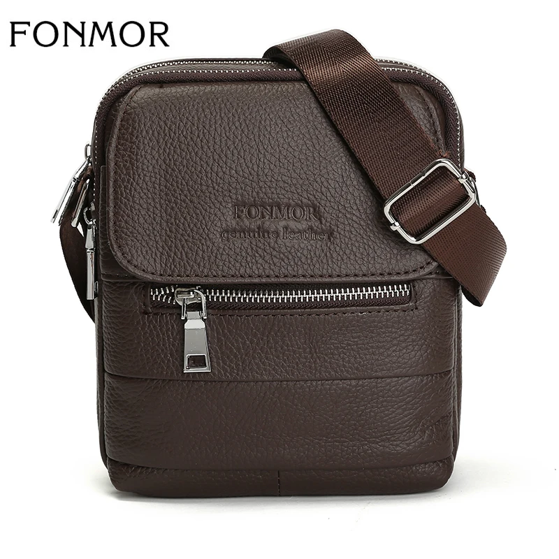 

FONMOR New 2018 Multifunction High Quality Men Bags Fashion British Style Genuine Leather Zipped Shoulder Messenger Bag