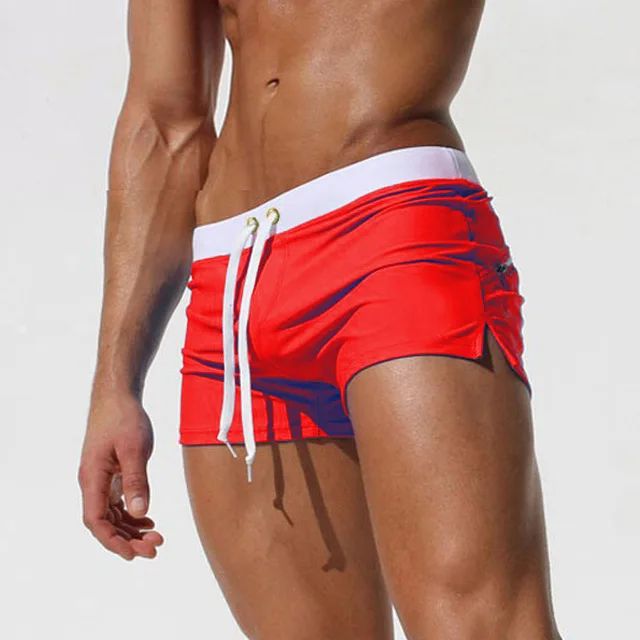Новые мужские плавки, сексуальные пляжные шорты,, мужские плавки, мужские купальные плавки, летние мужские плавки, пляжная одежда, мужская сумка - Цвет: Красный