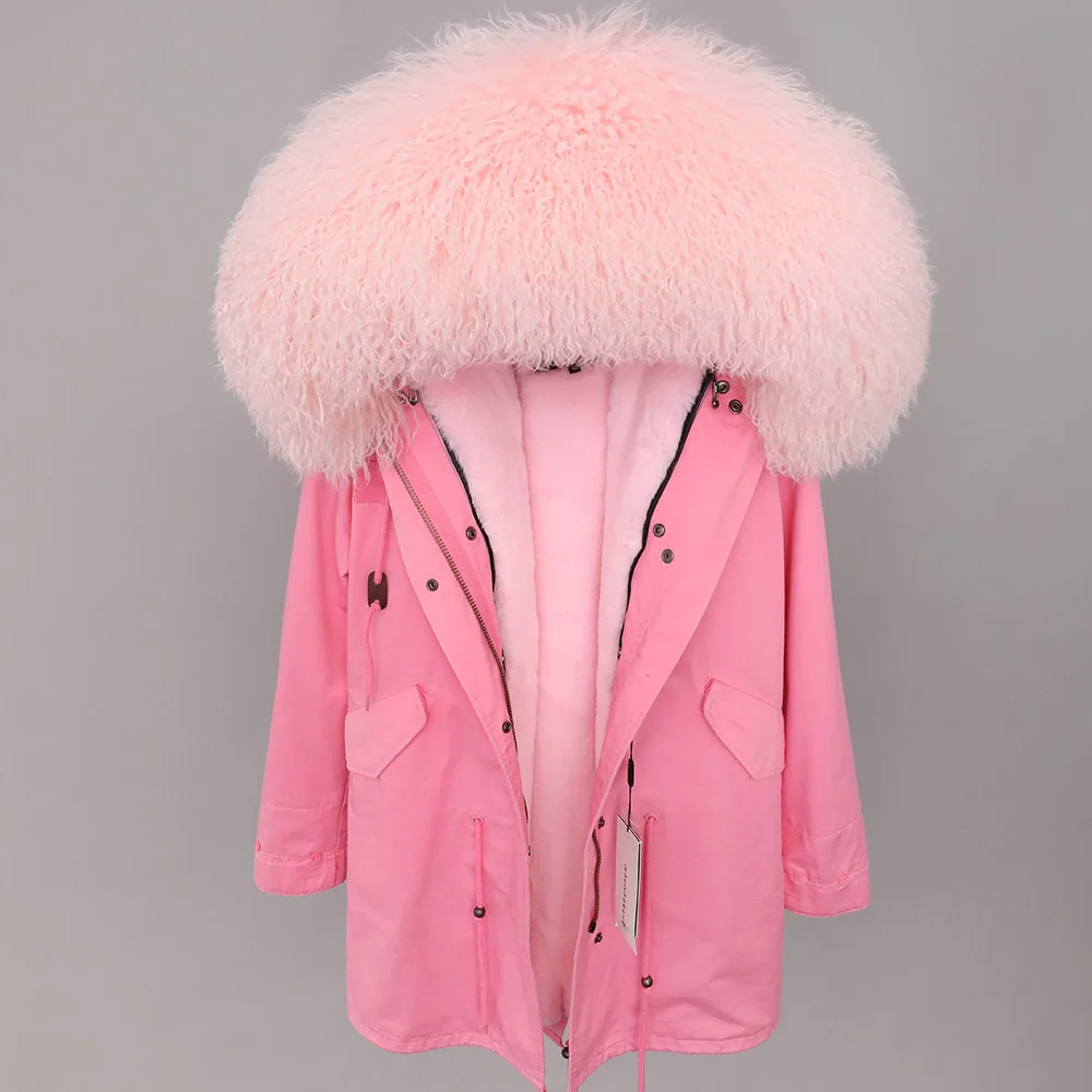 Модная зимняя одежда, сохраняющая тепло, женская одежда, негабаритный меховой воротник из овечьей шерсти Parker, плюс бархатное плотное Свободное пальто, пальто - Цвет: 26