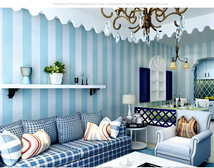 現代の寝室の青と白の縦ストライプの壁紙不織布キッズルーム壁用の2個 男の子部屋リビングルーム壁紙 Wallpaper Non Woven Striped Wallpapervertical Stripes Wallpaper Aliexpress