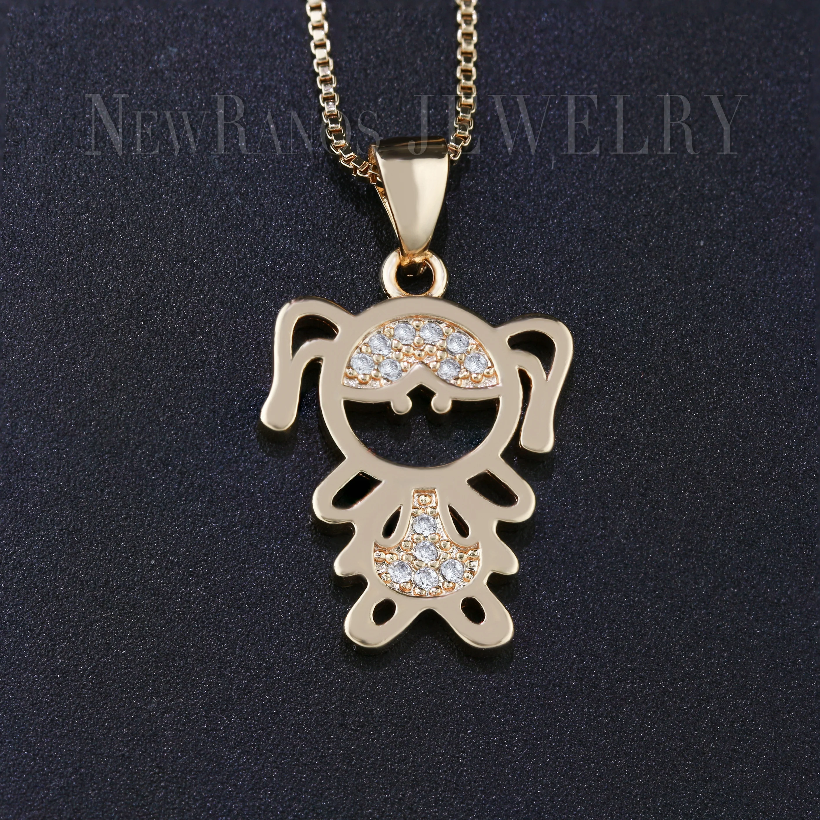 Newranos Очаровательное ожерелье с кулоном для мальчиков и девочек с кубическими цирконами, семейное ожерелье для мамы и папы для женщин, модное ювелирное изделие NQM007244