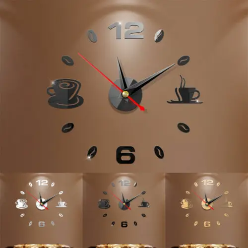 

Modern Large 3D DIY Mirror Surface Art Wall Clock Sticker Home Office Room Decor