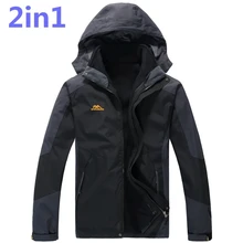 Два-в-одном плюс Размеры 10xl 8xl 6xl 5xl Водонепроницаемый зимняя куртка Для мужчин теплые парки съемный капюшон зимнее пальто большой большие размеры