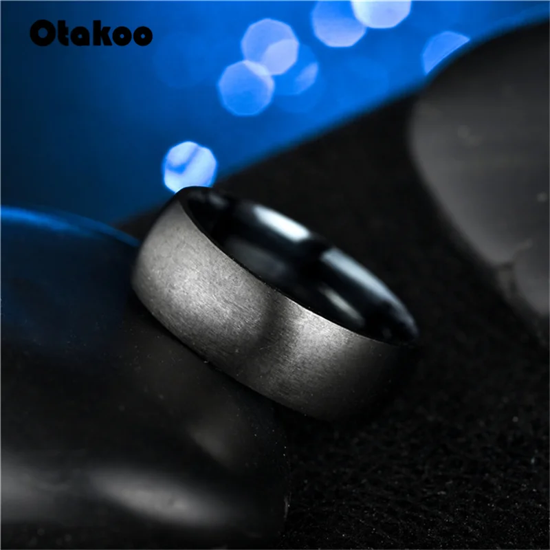 Otakoo Новинка черное мужское кольцо 100% титановый Карбид мужские ювелирные изделия