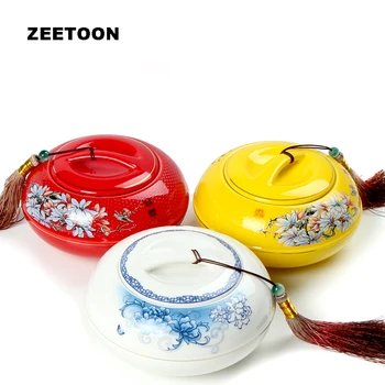 

Mini Tassel Lid Tea Cans Kung Fu Tea Set Spices Seasoning Canister Coffee pepper Bean Powder Seal Storage Jar Vintage Home Decor