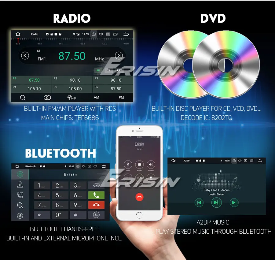 Ctj ES4886V " Android 9,0 Авторадио DAB+ gps RDS 4G для VW Passat T5 Поло Гольф сиденья peugeot 307