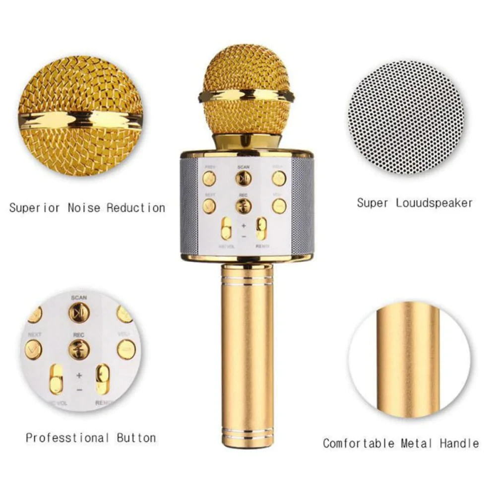 

Professional Bluetooth Wireless Microphone Speaker Handheld Microphone Karaoke Mic Music Player Singing Recorder KTV 1800Mah