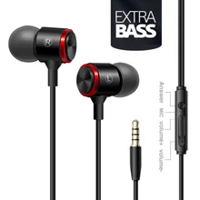 High Quality 1PCS In-Ear Wired 3.5mm Extra Bass Earphones with Mic Volume Control For Android Mobile Phone