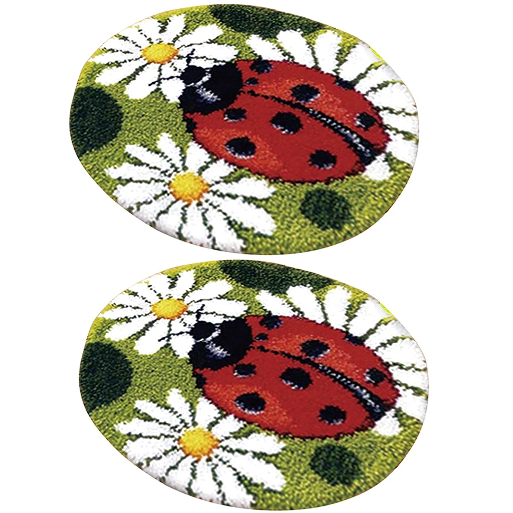 2 Sets Ladybug Latch Hook Rug Kits DIY Needlework Unfinished Crocheting
