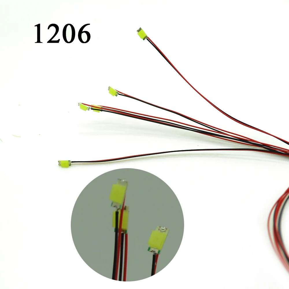 100 шт 1206 SMD модель поезда HO N OO Масштаб предварительно спаяны micro Литцендрат проводной светодиодный приводит провода 20 см