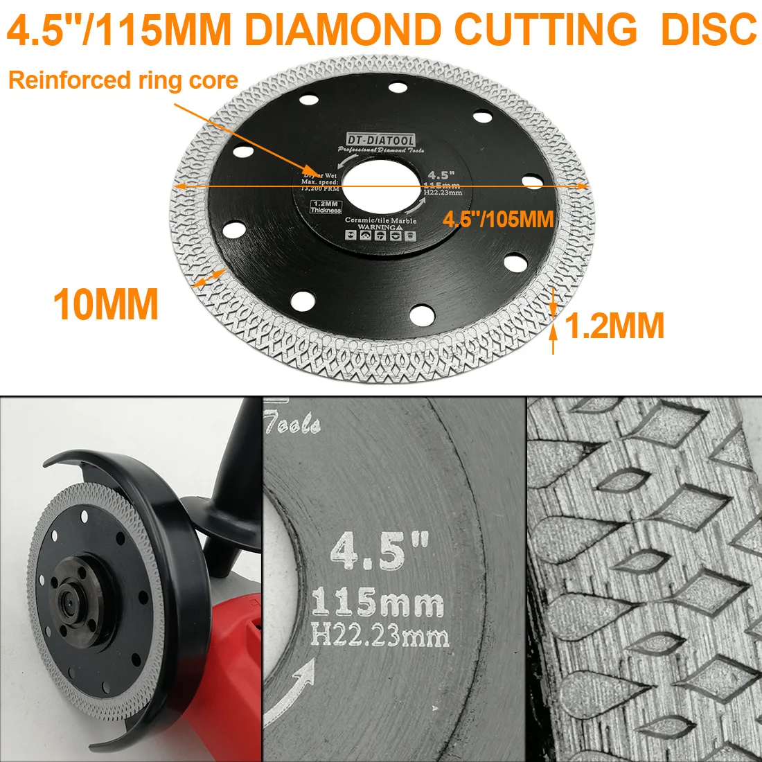 DIATOOL  Dia 85/115/125mmDiamond Superthin Saw Blades X Mesh turbo rim segment Cutting Disc for Ceramic Tile