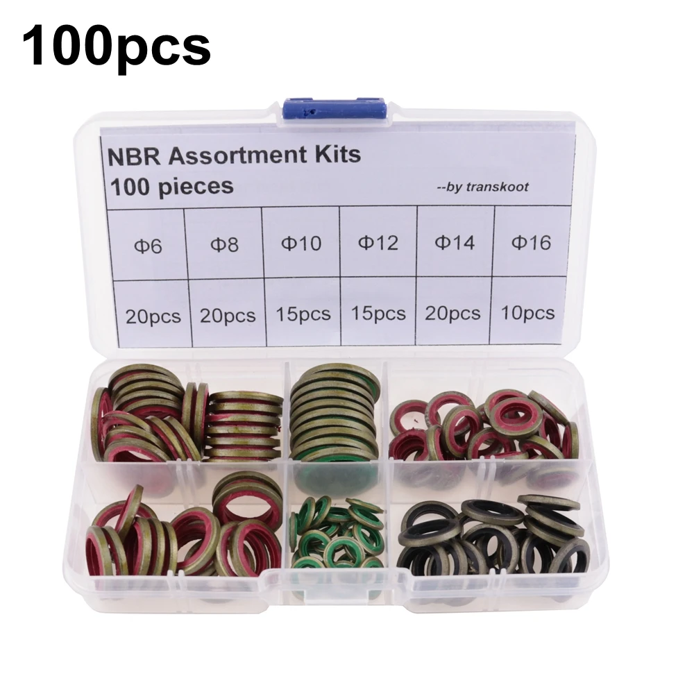 

Assortment Kits m6 m8 m10 m12 m14 m16 High Press Hydralic Rubber Oil Pipe Seal Gasket NBR Metal Seal Ring