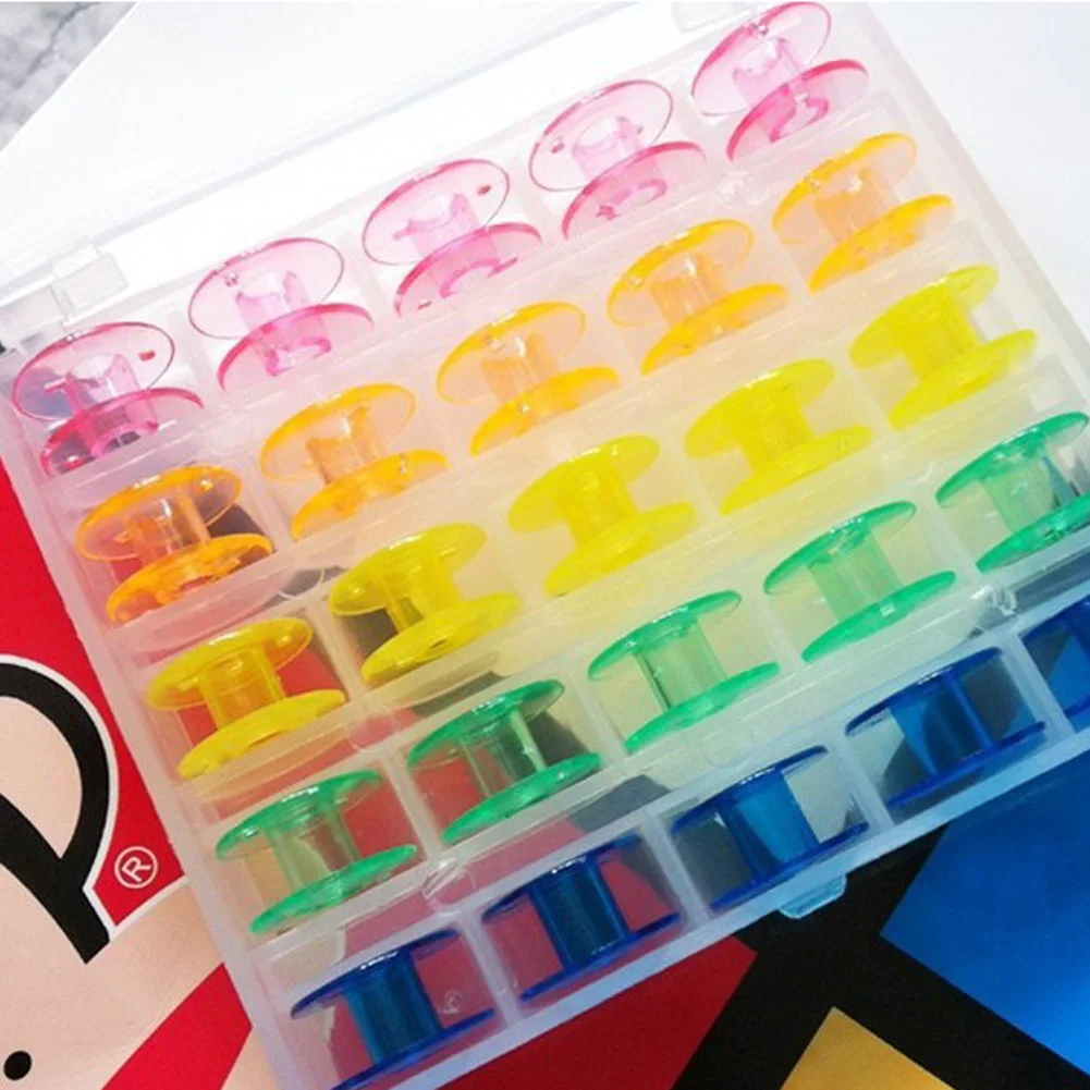 25 шт./компл. пустые бобины катушки для швейных машин красочный пластиковый ящик для хранения для швейная машинка инструменты и аксессуары