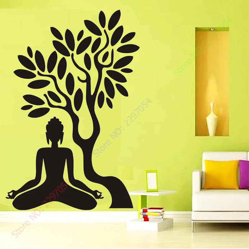 

Buddha Vinyl Decal Buddha Tree Blossom Yoga Meditation Relaxation Zen Mural Art Wall Sticker Living Room Bedroom Home Decor