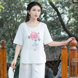 KYQIAO плюс размеры для женщин летние мексиканский стиль Винтаж свободные короткий рукав черный, красный зеленый белый цветочный блузка