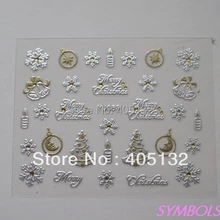 20 листов/партия смешанные YJ серии Золотой и Серебряный Рождественский клевый стикер для дизайна ногтей