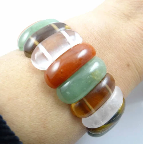 

Natural Multi-color stone bracelet energy Bangles Stretch Chain Natural Stone inradius chunky Bracelets Jewelry P24