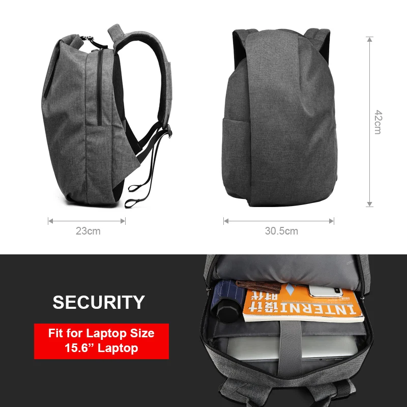 YESO модный мужской рюкзак для ноутбука с usb-портом 15,6 '', рюкзак для путешествий с защитой от воров, Водонепроницаемый Школьный рюкзак большой емкости