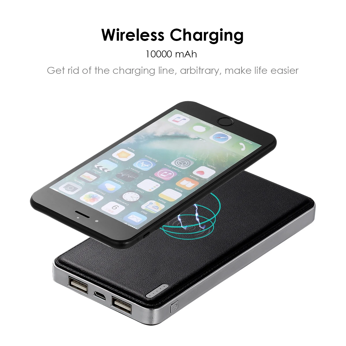 SOONHUA 10000mA Portable Charger Qi Wireless Chargers Quick Charging Stand Power Bank for Apple Samsung Any QI-enabld Devices