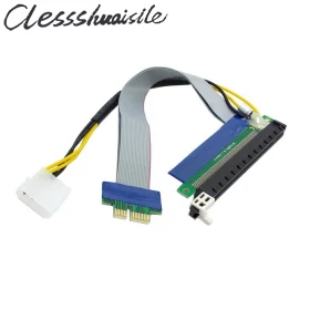 

PCI-E Express 1X to 16x Riser Extender Card with Molex IDE Power & Ribbon Cable 20cm