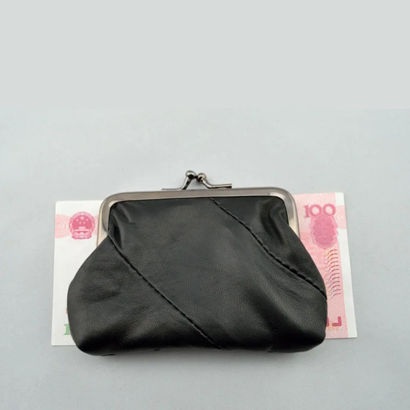 Женский кошелек-органайзер из натуральной кожи с замком поцелуя, модный мини-кошелек для ID кредитных карт, держатель для монет, чехол