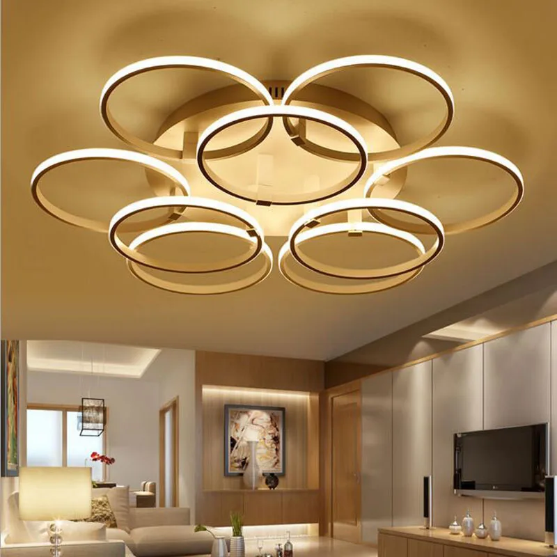 Простой и современной гостиной светодиодный кольцо потолочный светильник спальня алюминиевый светильник светодиодный акрил лампы для