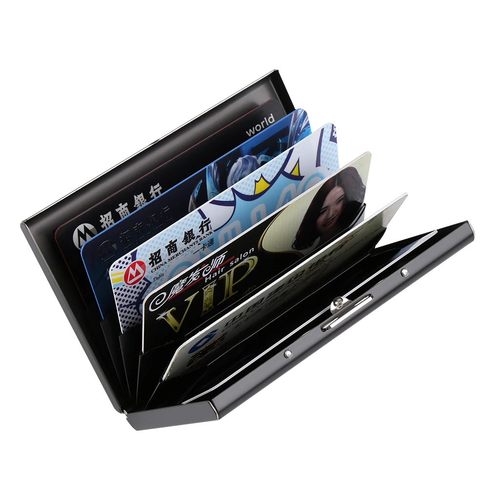 1Pcs New Metal Slim Anti-Scan Credit Card Holder RFID Blocking Thin Wallet Case Business Card Stainless Silver Storage Box Gifts