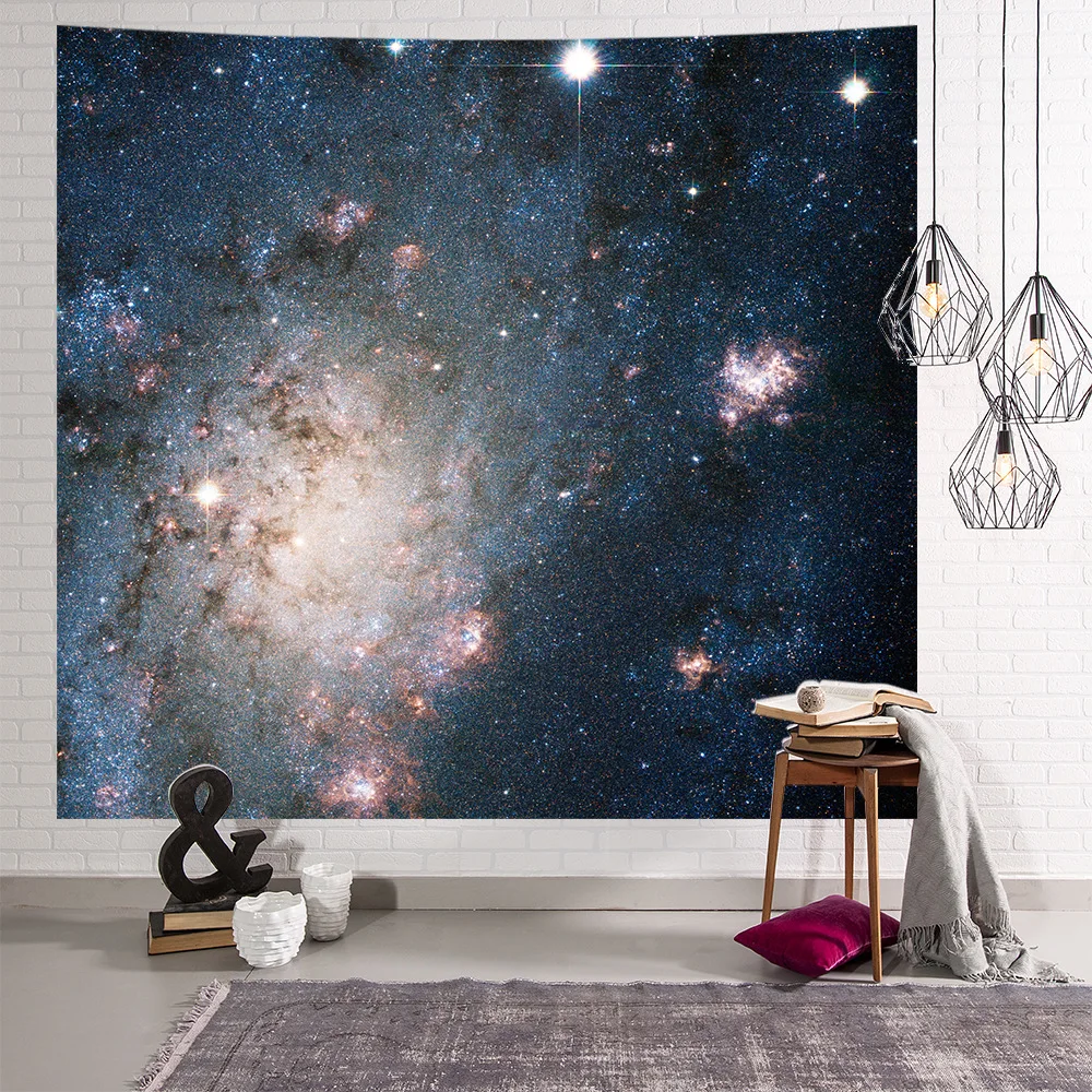 Galaxy Psychedelic Star Tapestry Wall Hanging Lightweight Polyester Fabric Forest wall hanging Decoration Home - Цвет: Белый