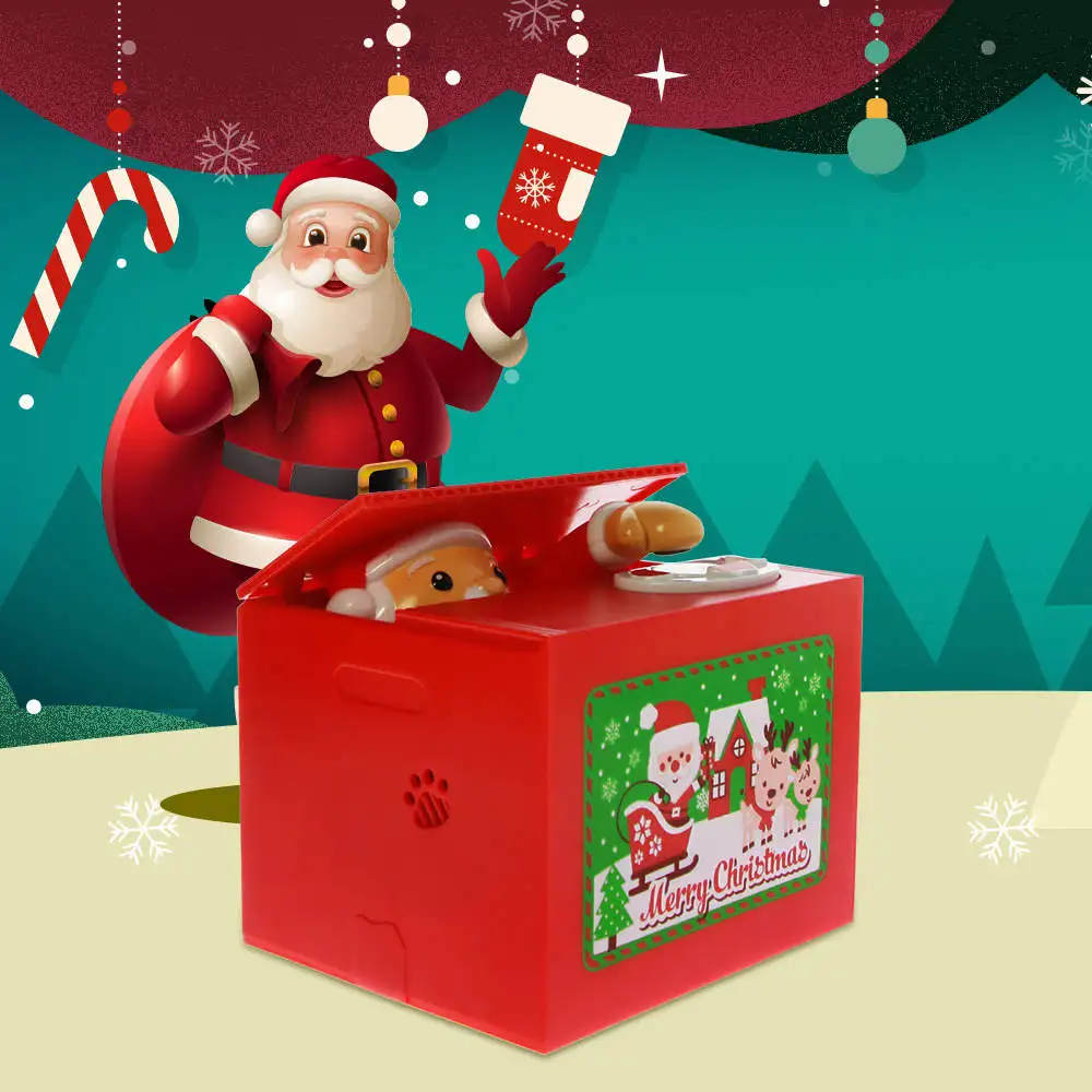 Us 1245 11 Offmerry Christmas Adorable Santa Claus Piggy Bank Automatic Father Christmas Coin Bank Steal Money Deposit Machine Christmas Gift In
