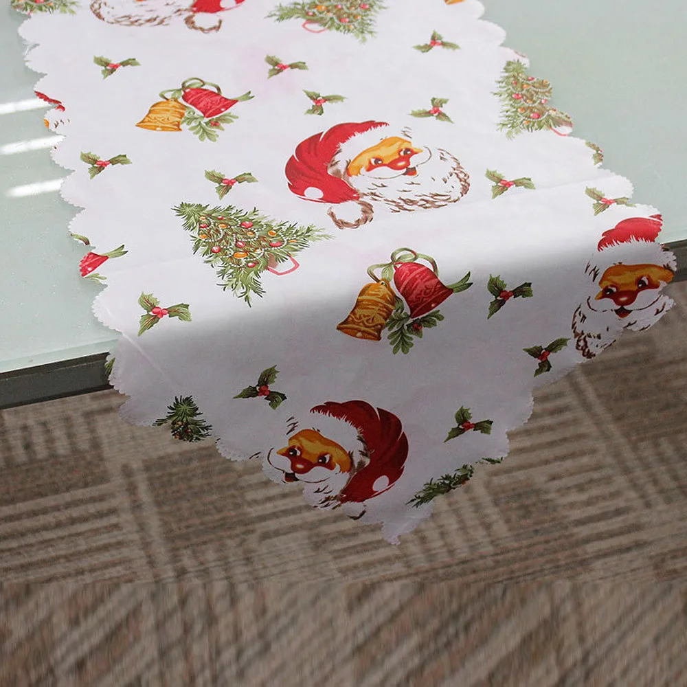 

New Arrival Decorative Christmas Santa Claus Tapestry Poinsettia Table Runner 14x71 Inch table runner Hot camino de mesa*20%