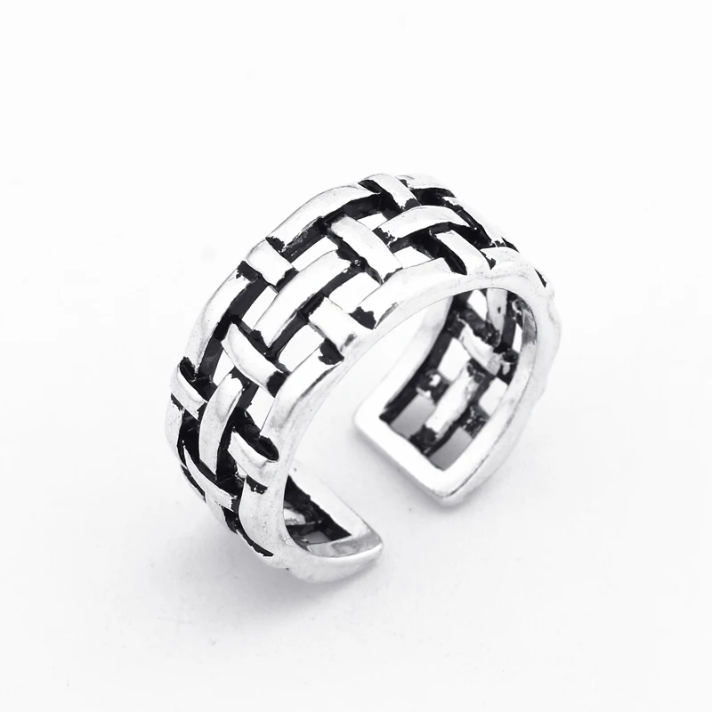 1Pc Vintage Hollow Out Weave Open Ring For Women Personality Antique Silver Multilayer Finger Adjustable Jewelry R36 | Украшения и