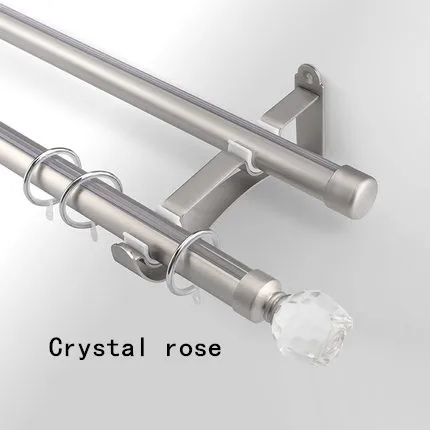 SunnyHouseware Высокое качество Кристалл finial 100 см железные двойные занавески стержни для гостиной обработки окна/шторы - Цвет: Nickle -Crystal rose