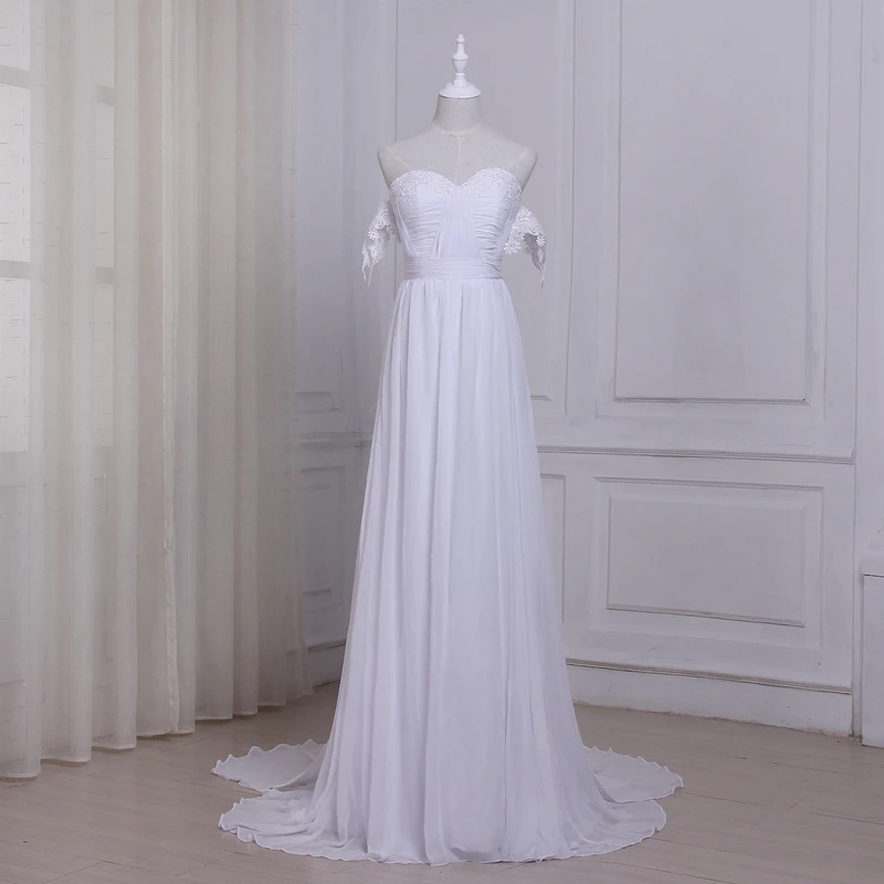 ADLN богемное Дешевое романтичное свадебное платье со съемным шлейфом шифоновое пляжное свадебное платье Robe De Mariage