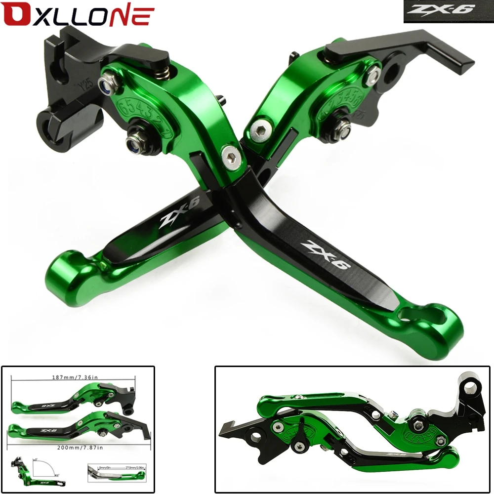 

Motorcycle CNC Adjustable Extendable Folding Brake Clutch Levers For Kawasaki ZX6R ZX636R ZX-6R ZX 6R 2000 2001 2002 2003 2004