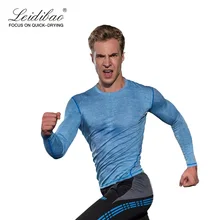 Стиль фитнес сжатия пот-absortion дышащий эластичный бодибилдинг одежды катионных Длинные рукава футболка