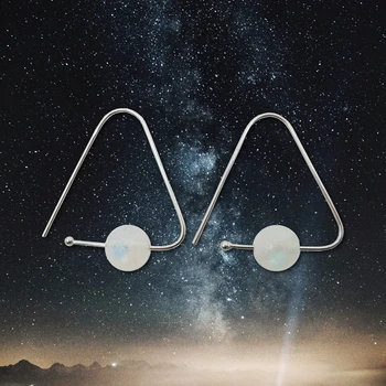 

Lii Ji Gemstone Natural Moonstone 925 Sterling Silver Gold Plated Geometry Triangle Earrings Women Jewelry