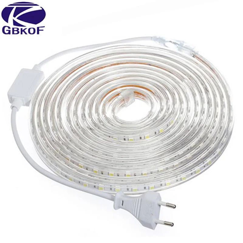 #Best SMD 5050 AC220V LED Strip Flexible Light 60leds m Waterproof Led Tape LED Light With Power Plug 1M 2M 3M 5M 6M 8M 9M 10M 15M 20M