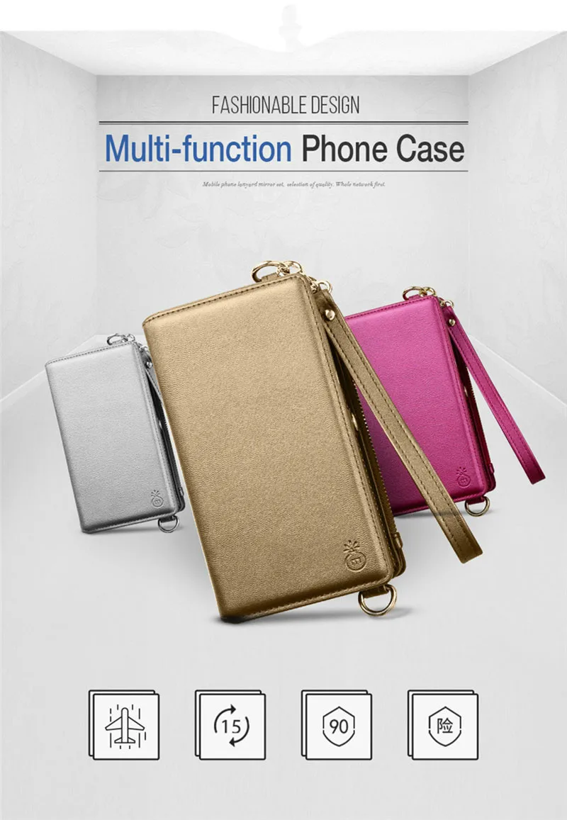 4 in 1 Leather Wallet Bag Case for iPhone X 6 6s 7 8 Plus Detachable Phone Cover Card Slot Girl Women Shoulder Bag Handbag Pouch (3)