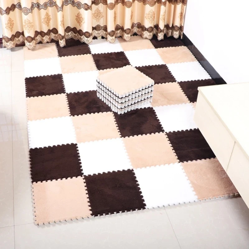 

4/6/9 pcs 30*30cm Square Puzzle Carpet Short Plush + EVA Thicken Rugs Soundproof Shockproof Waterproof Heat Preservation Mats