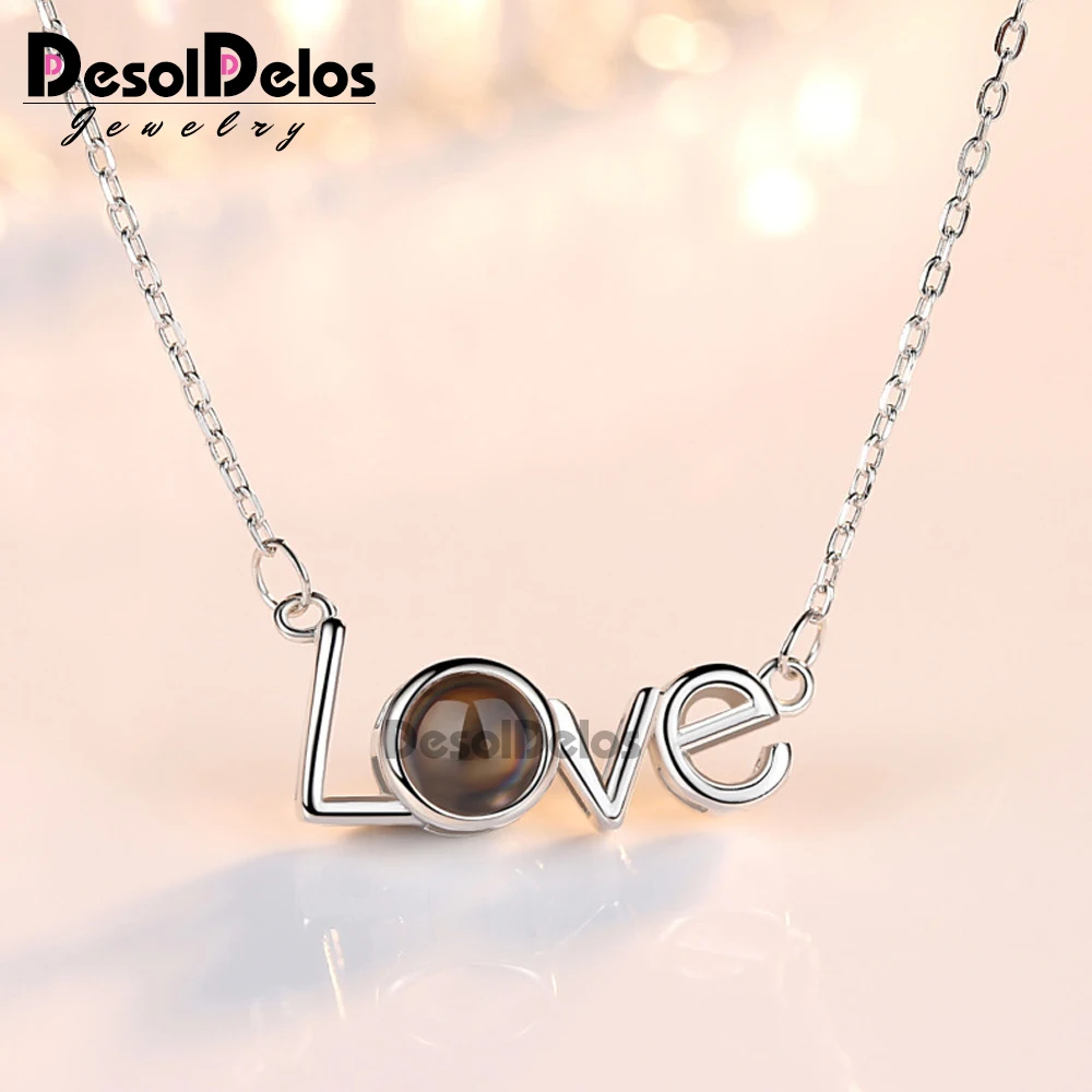 

Gifts for Women 100 Language I Love You Initial Necklace & Pendants Heart Femme Long Chain Jewelries sautoir femme N003